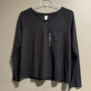 Sleep Chic Ribbed V Neck Long Sleeve Sleep Shirt Size Large